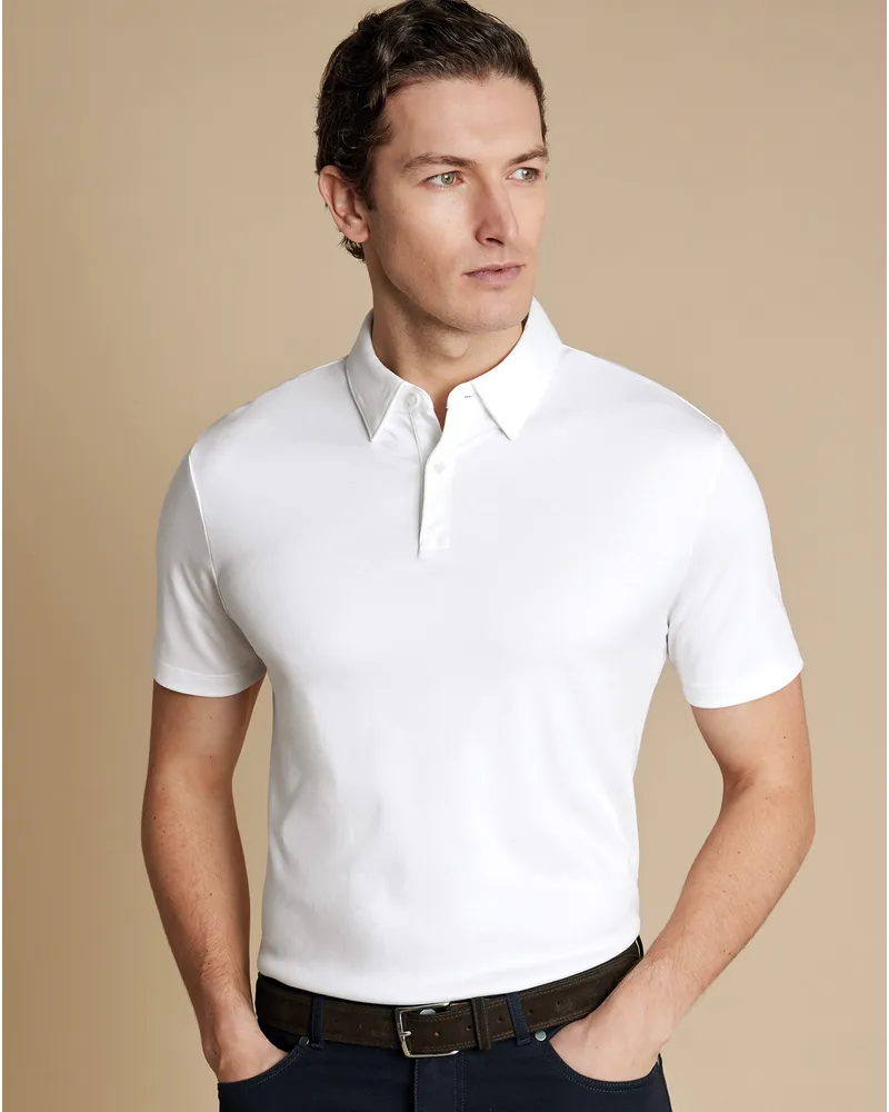 Charles Tyrwhitt Smartes Polo aus Jersey Weiß Weiß