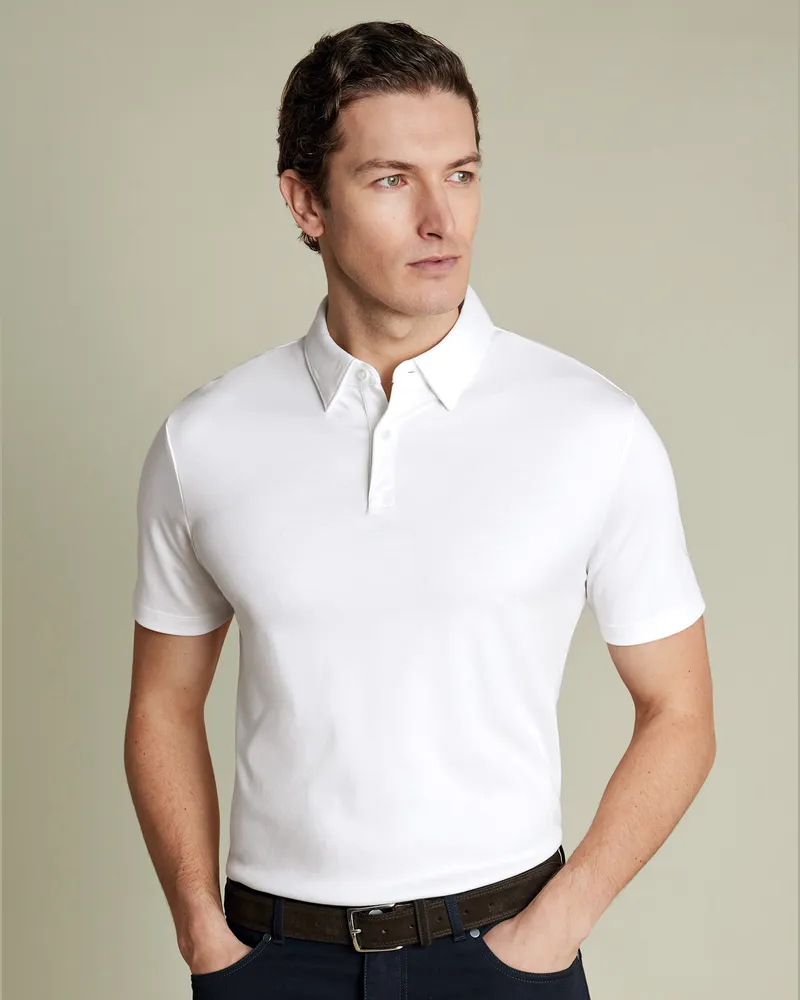 Charles Tyrwhitt Smartes Polo aus Jersey Weiß Weiß