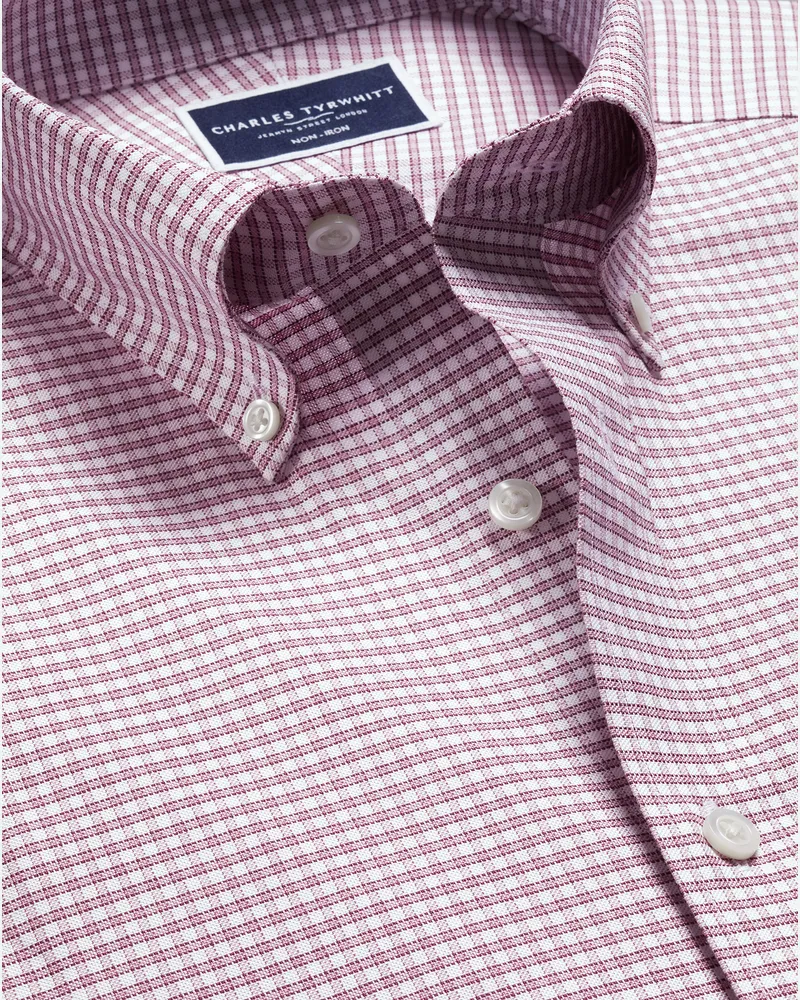 Charles Tyrwhitt Bügelfreies Stretch-Oxfordhemd Rosa