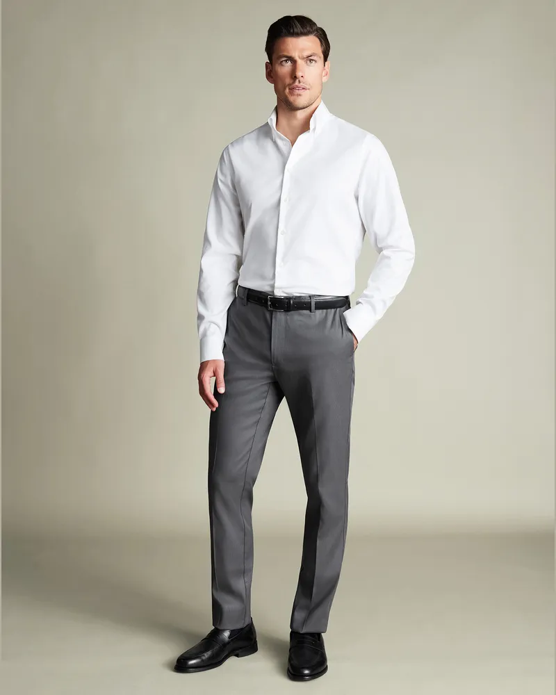 Charles Tyrwhitt Smarte Hose mit Stretch-Textur Anthrazit
