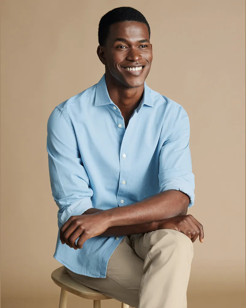 Charles Tyrwhitt Jeanshemd Blau