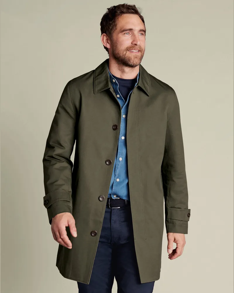Charles Tyrwhitt Wasserabweisender Regenmantel Grün