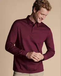 Charles Tyrwhitt Smartes Langarm-Polo Rot