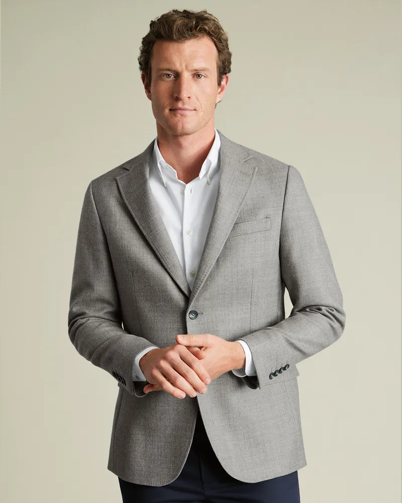 Charles Tyrwhitt Strukturiertes Wollsakko Silber