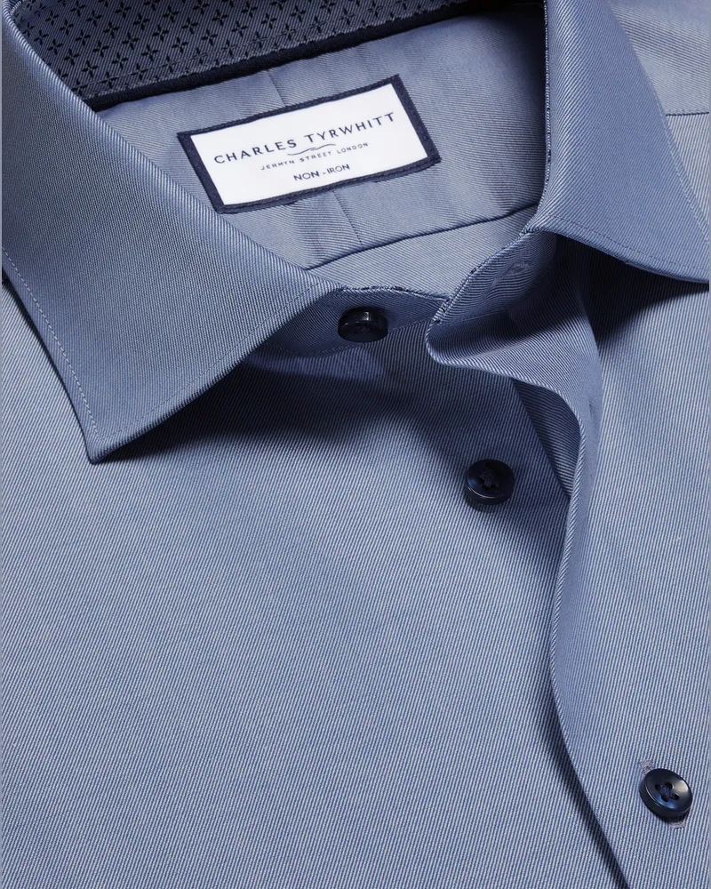 Charles Tyrwhitt Bügelfreies Stretch-Hemd Blau