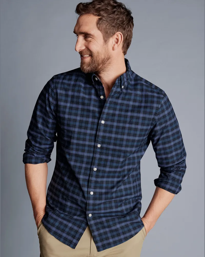 Charles Tyrwhitt Vorgewaschenes Oxfordhemd Indigo