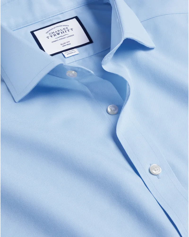 Charles Tyrwhitt Bügelfreies Twill-Hemd Blau