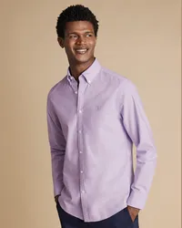 Charles Tyrwhitt Vorgewaschenes Stretch-Oxfordhemd Purple