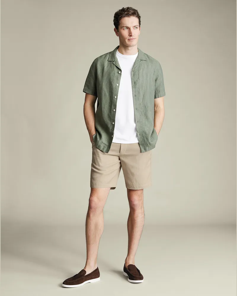 Charles Tyrwhitt Shorts aus Leinen Taupe Neutral