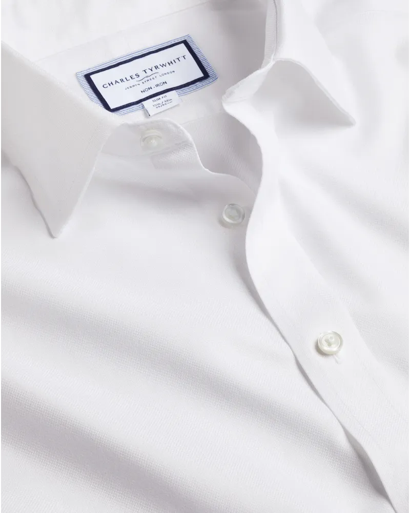 Charles Tyrwhitt Bügelfreies Royal-Oxfordhemd Weiß Weiß