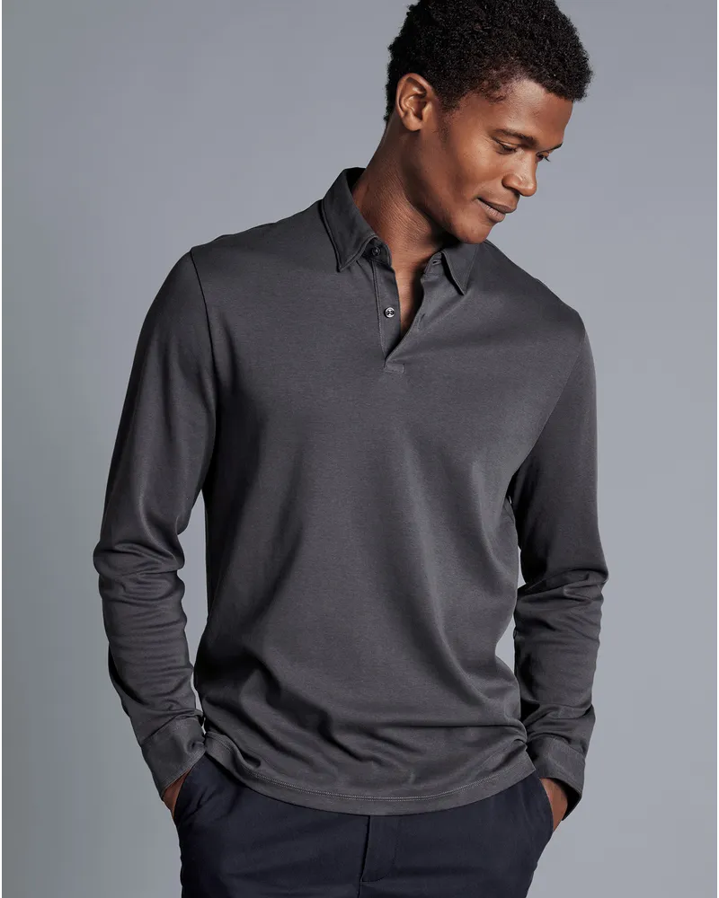 Charles Tyrwhitt Langarm-Polo Grau