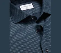 Bügelfreies Performance Twill-Hemd und geometrischem Muster Petrolblau