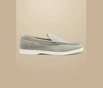 Slipper aus Wildleder Hellgrau