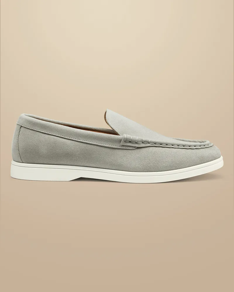 Charles Tyrwhitt Slipper aus Wildleder Hellgrau Grau