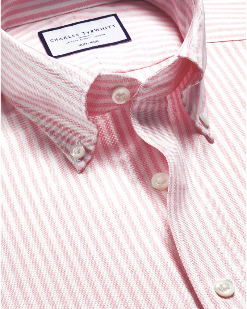 Charles Tyrwhitt Bügelfreies Stretch-Oxfordhemd Rosa
