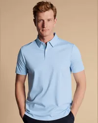 Charles Tyrwhitt Smartes Jersey-Polo Himmelblau Blau