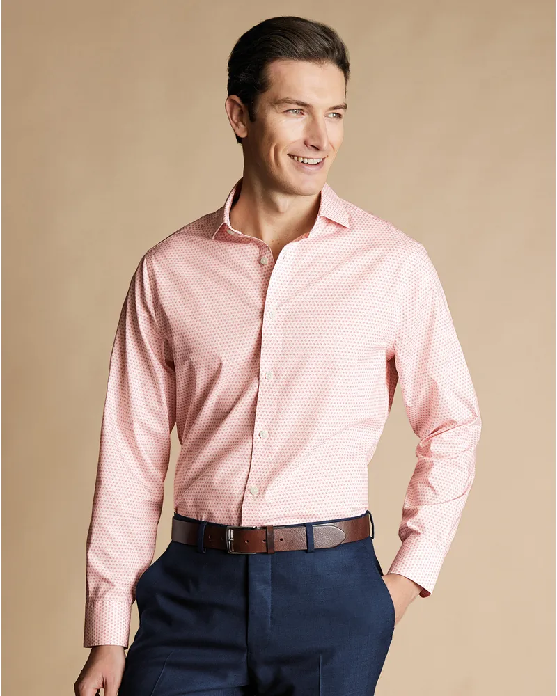 Charles Tyrwhitt Bügelfreies Hemd Rosa