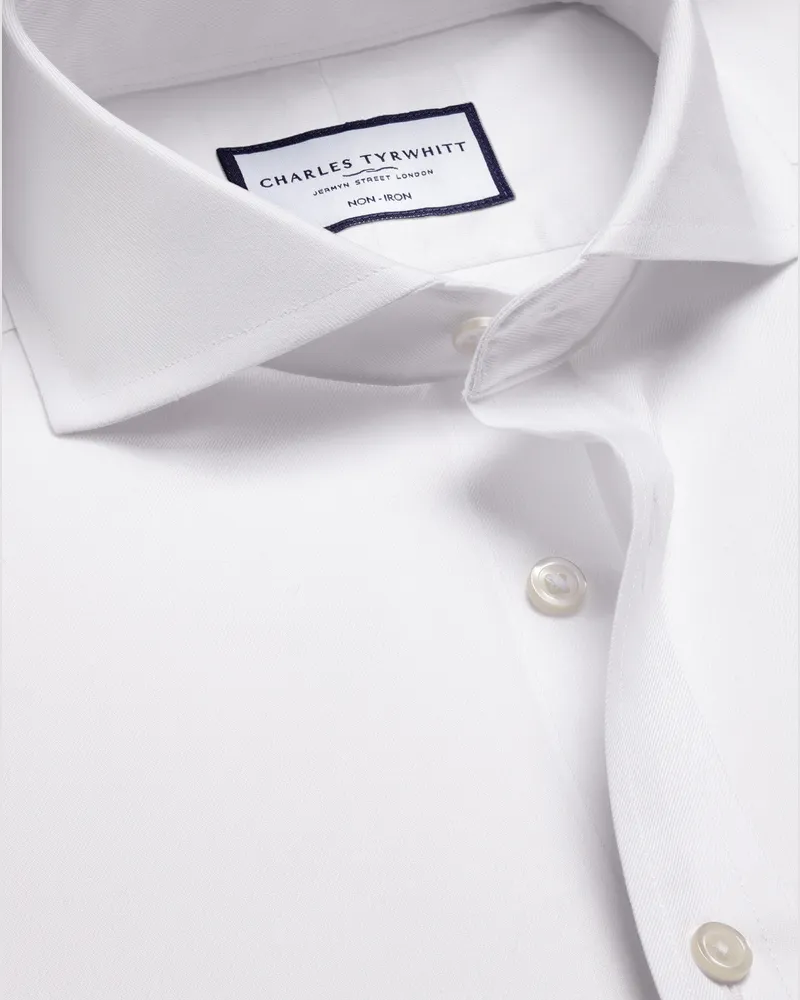 Charles Tyrwhitt Bügelfreies Twill-Hemd Weiß