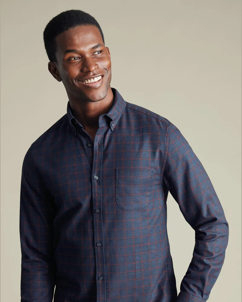 Charles Tyrwhitt Bügelfreies Twill-Hemd Rot