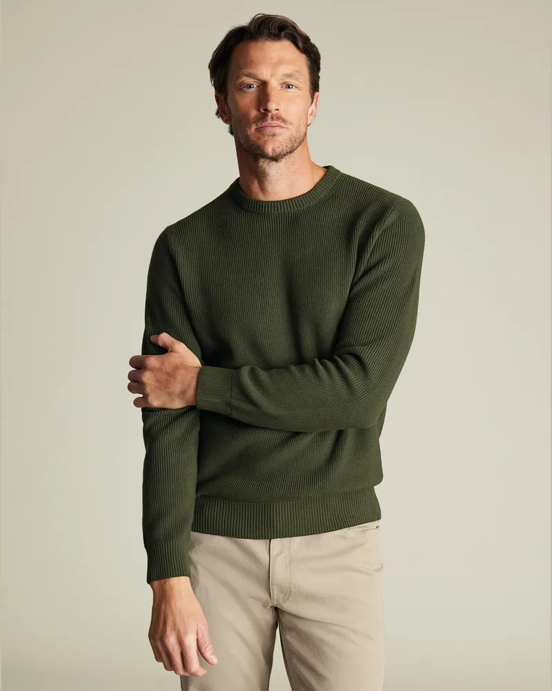 Charles Tyrwhitt Gerippter Rundhalspullover Grün