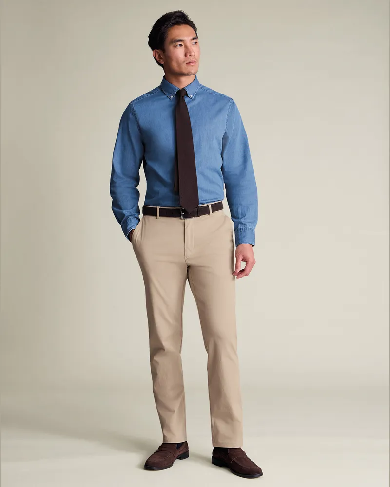 Charles Tyrwhitt Garment-dyed Chino Gelbbraun Braun