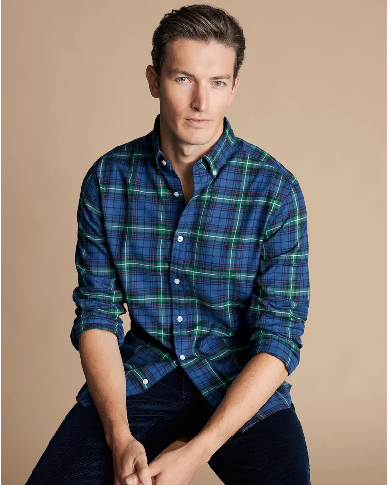 Charles Tyrwhitt Flanell-Hemd Grün