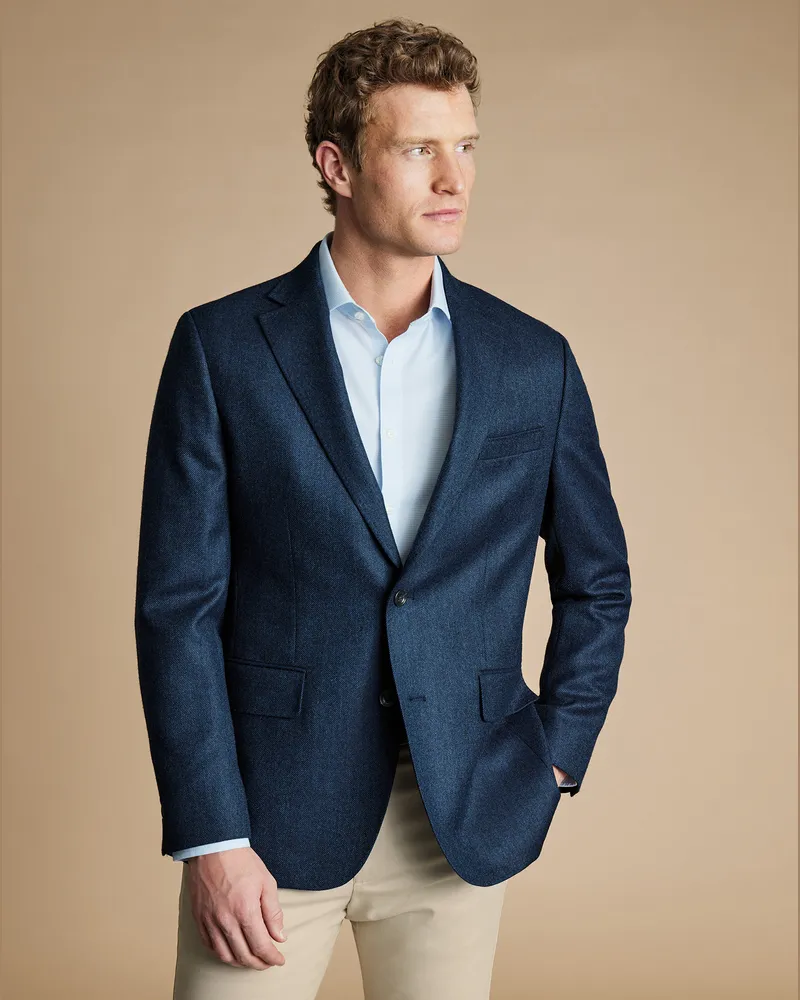 Charles Tyrwhitt Strukturiertes Wollsakko Blau