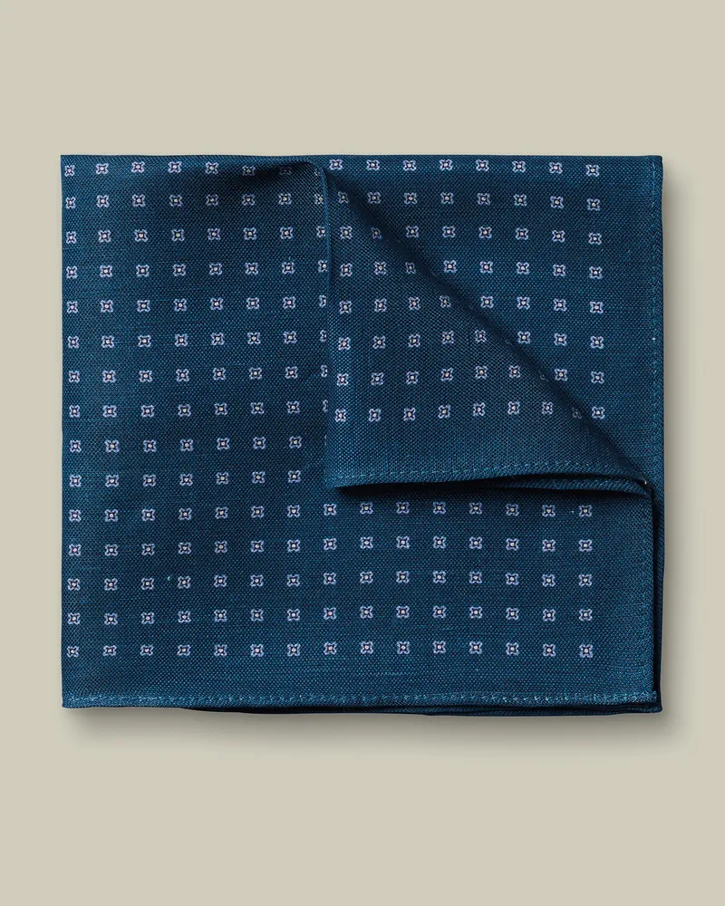 Charles Tyrwhitt Einstecktuch aus Seide-Leinen-Mix Blau