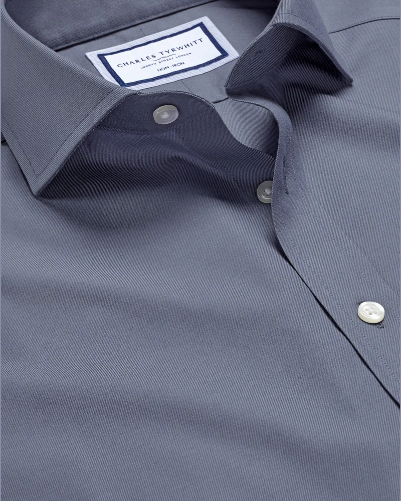Charles Tyrwhitt Bügelfreies Twill-Hemd Blau
