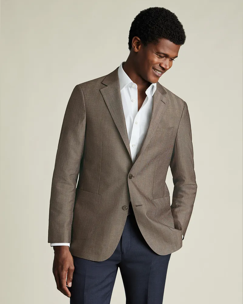 Charles Tyrwhitt Sakko aus Wolle, Leinen und Seide Neutral