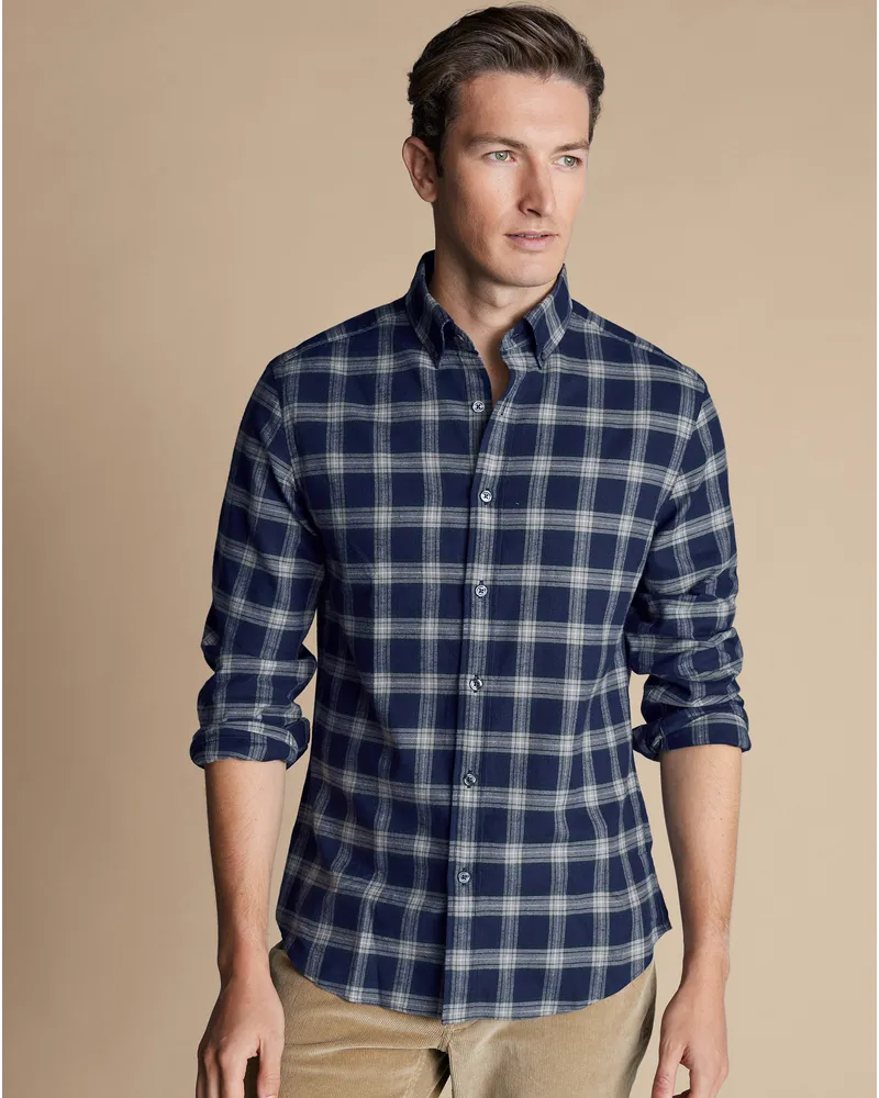 Charles Tyrwhitt Flanellhemd Blau