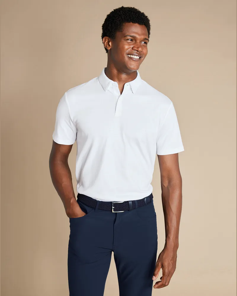 Charles Tyrwhitt Smarte Performance Jersey-Polo Weiß
