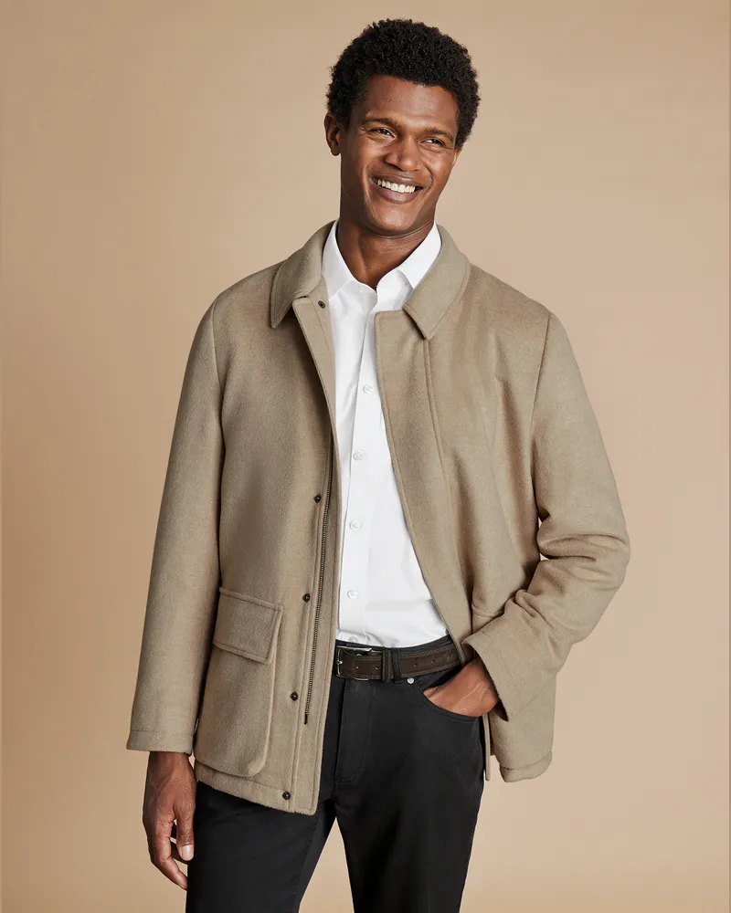 Charles Tyrwhitt City-Mantel aus Wolle Steingrau Grau