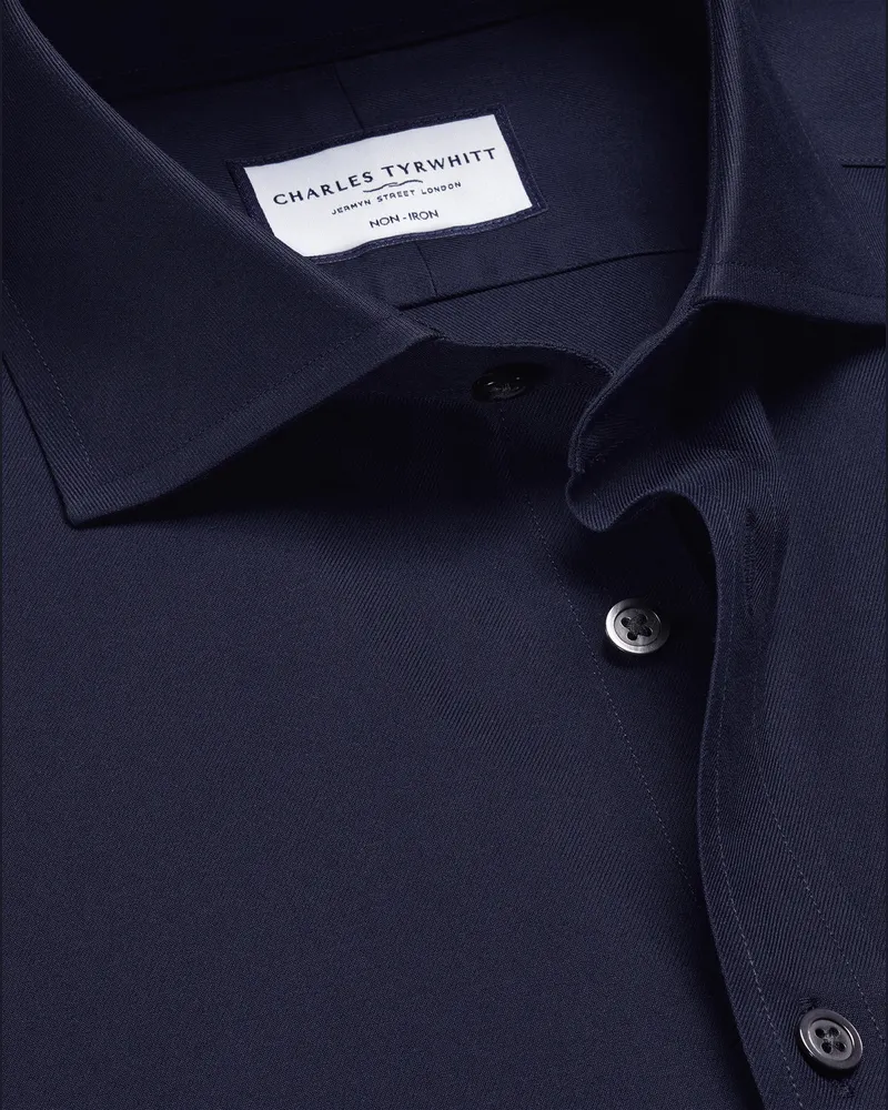 Charles Tyrwhitt Bügelfreies Twill-Hemd Marineblau