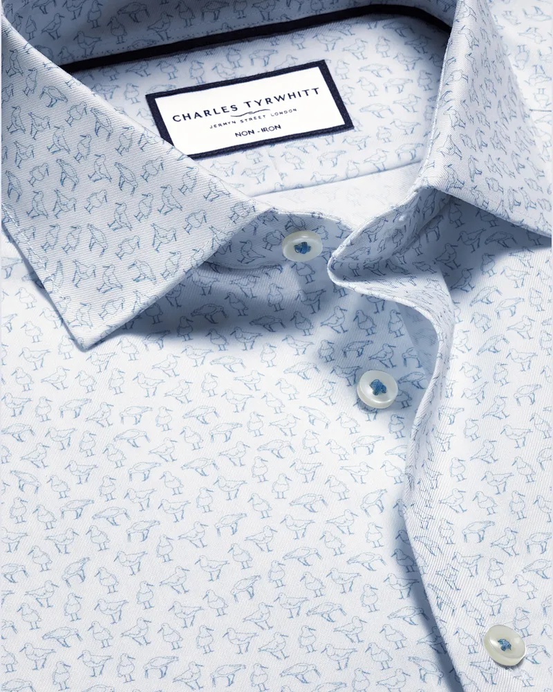 Charles Tyrwhitt Bügelfreies Stretch-Hemd Blau