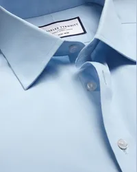 Charles Tyrwhitt Bügelfreies Popeline-Hemd Himmelblau Blau