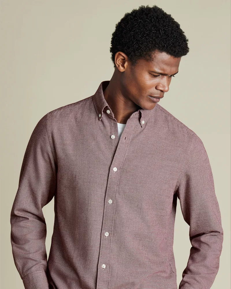 Charles Tyrwhitt Flanellhemd Rot