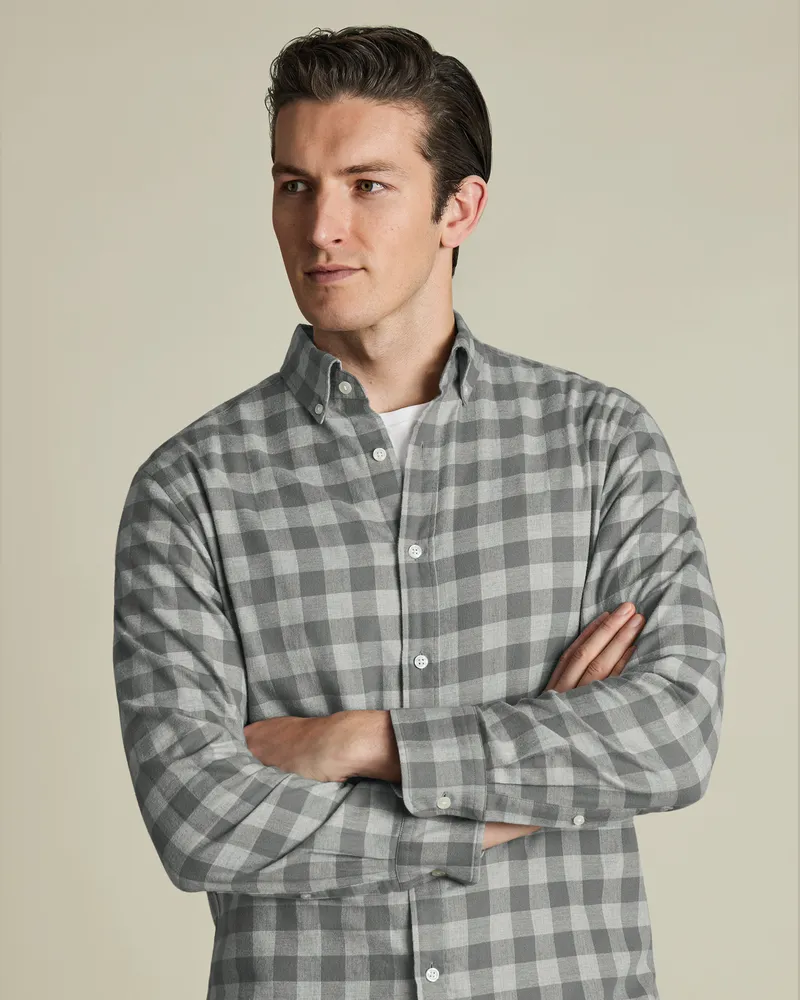 Charles Tyrwhitt Flanellhemd Grau