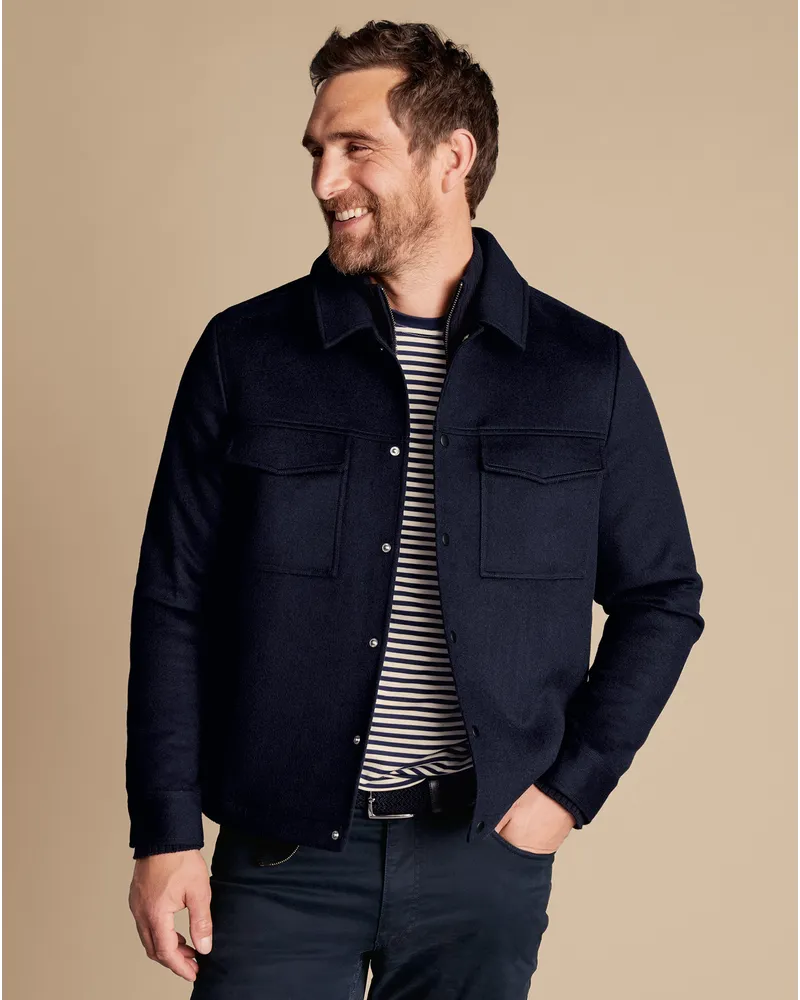 Charles Tyrwhitt Harrington Jacke aus Wolle Marineblau