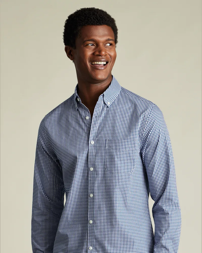 Charles Tyrwhitt Bügelfreies Popeline-Hemd Marineblau