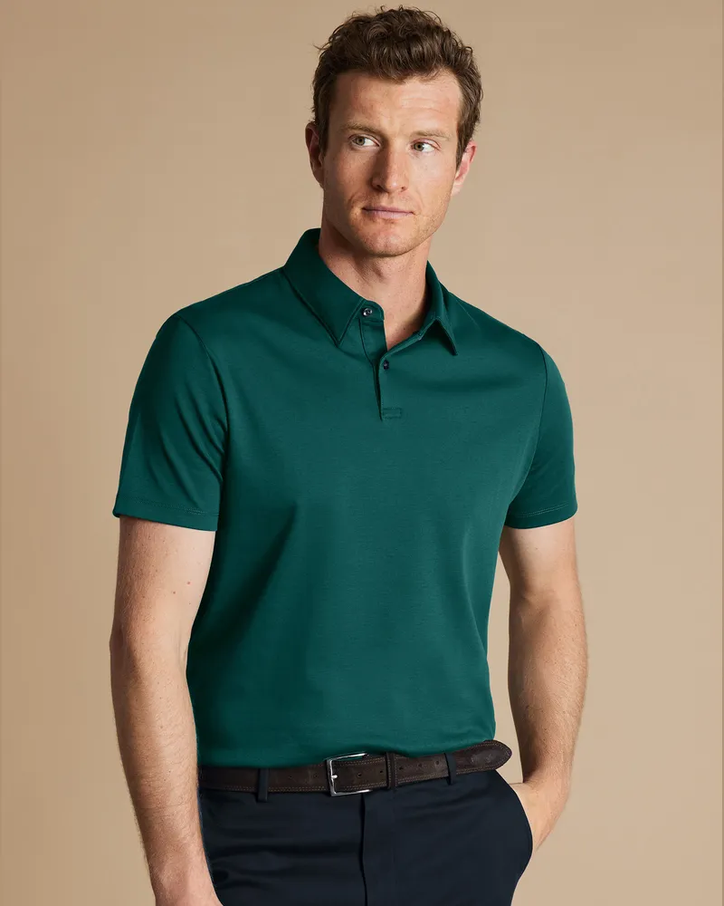Charles Tyrwhitt Smartes Jersey-Polo Grün Grün