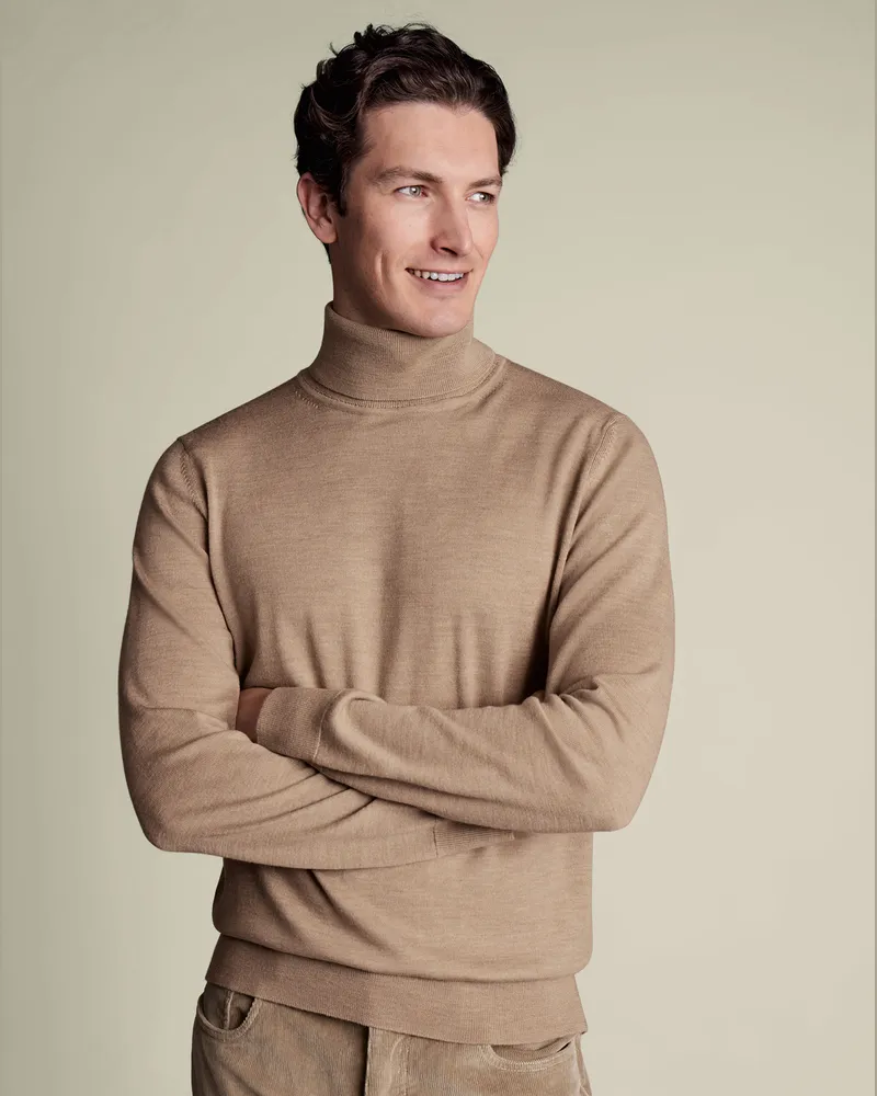 Charles Tyrwhitt Merinopullover Braun