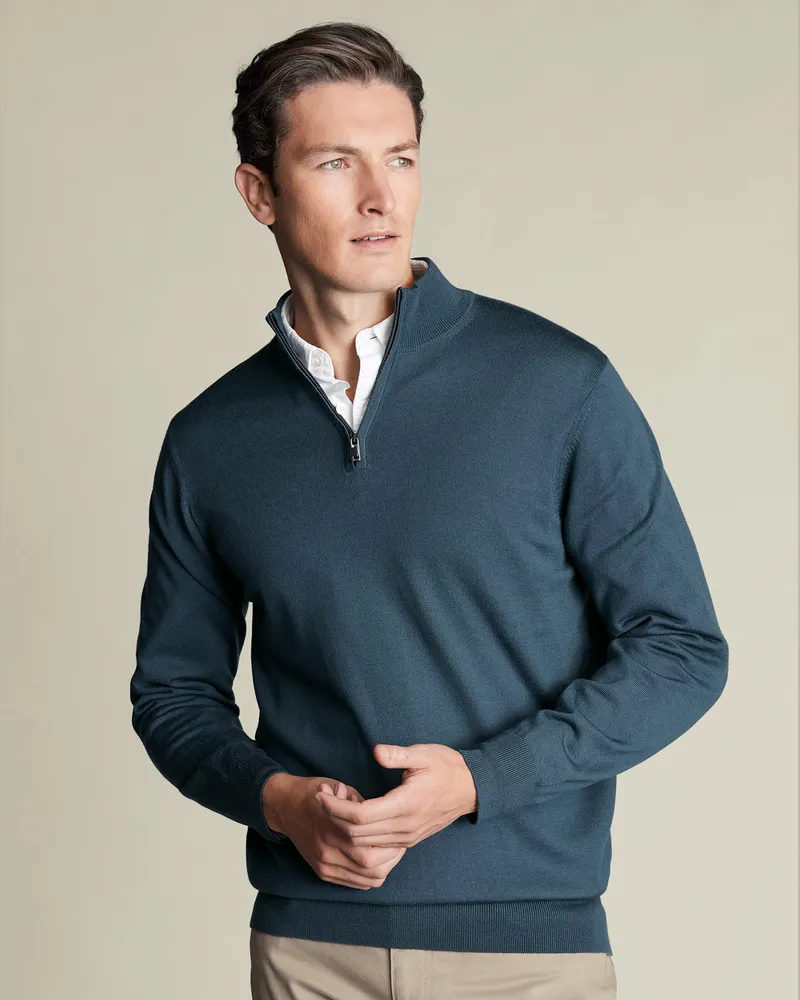 Charles Tyrwhitt Merinopullover Blau