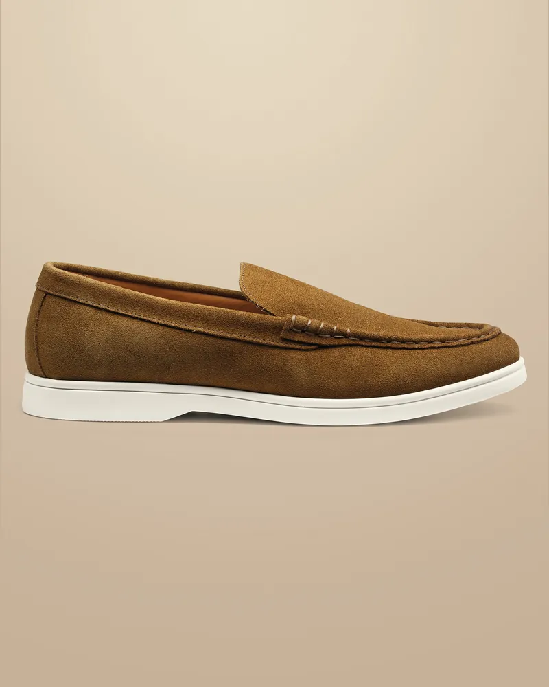 Charles Tyrwhitt Slipper aus Wildleder Hellbraun Braun