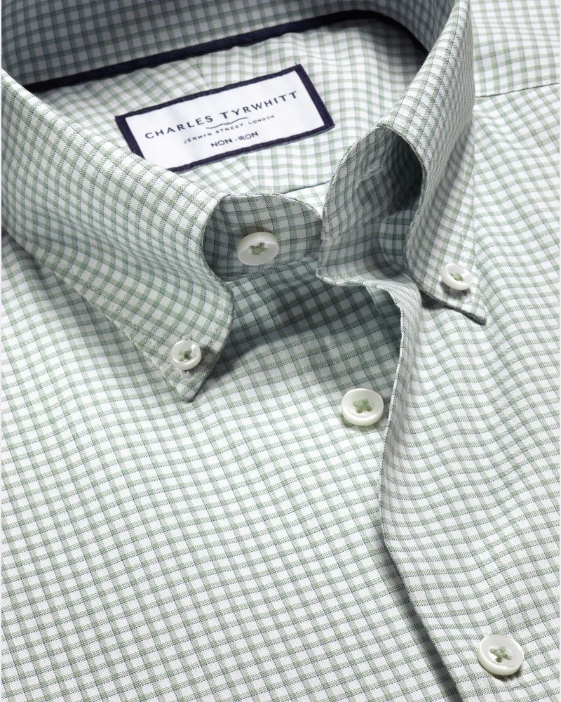Charles Tyrwhitt Bügelfreies Oxfordhemd mit Karos Grün