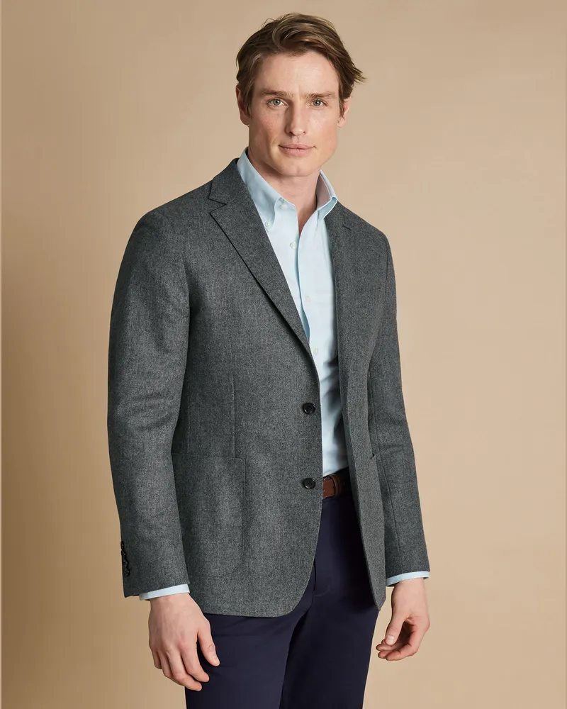 Charles Tyrwhitt Wollsakko Grau Grau