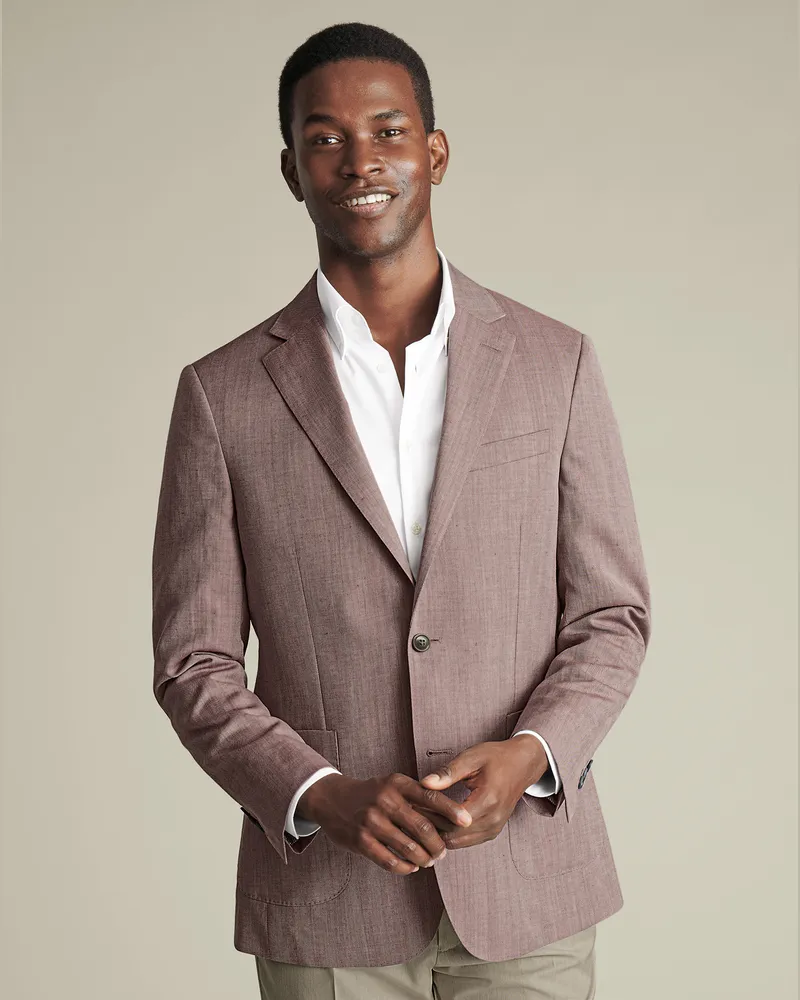 Charles Tyrwhitt Sakko aus Wolle, Leinen und Seide Rosa