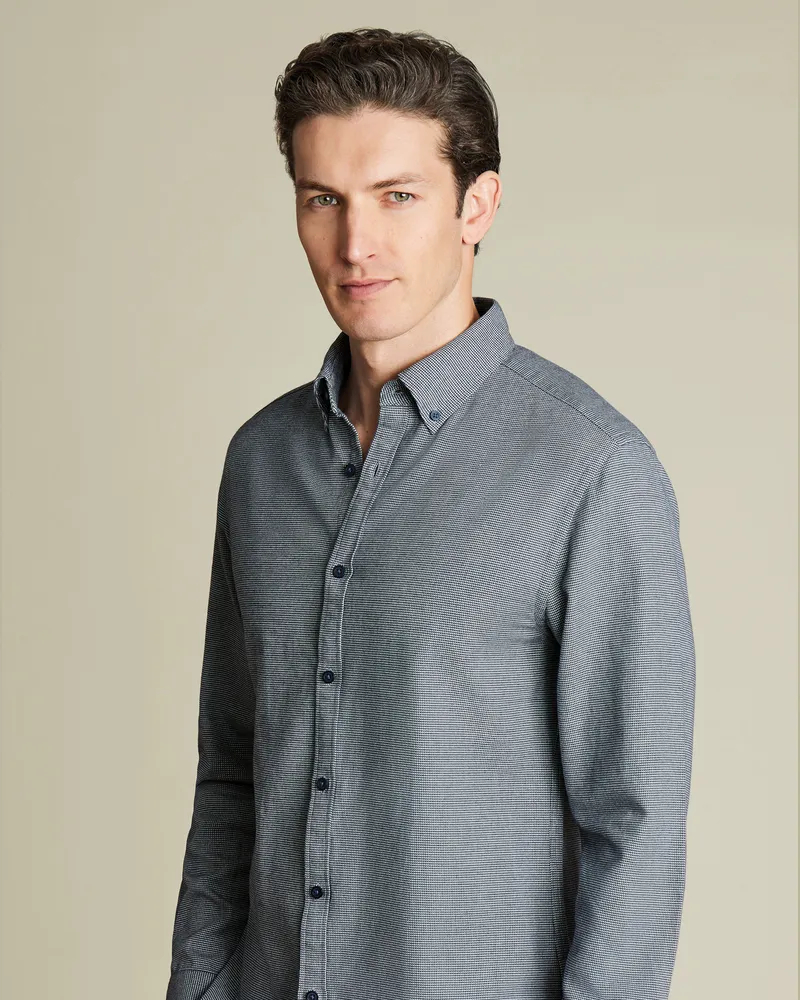 Charles Tyrwhitt Flanellhemd Blau