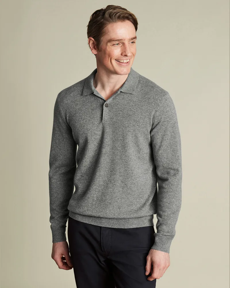Charles Tyrwhitt Kaschmirpullover mit Polokragen Grün