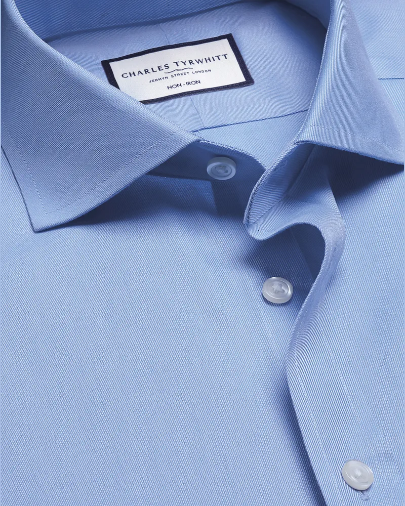 Charles Tyrwhitt Bügelfreies Twill-Hemd Blau